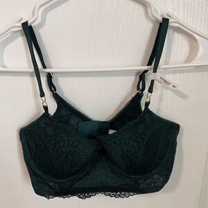 Aerie Women's Balconette Lace Bra Green Size 32C‎ Adjustable Straps NWT
